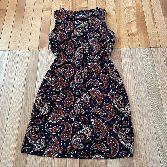 Tommy Hilfiger Shift Mini Dress Womens 4 Brown Paisley Print Boho Artsy - Picture 1 of 9